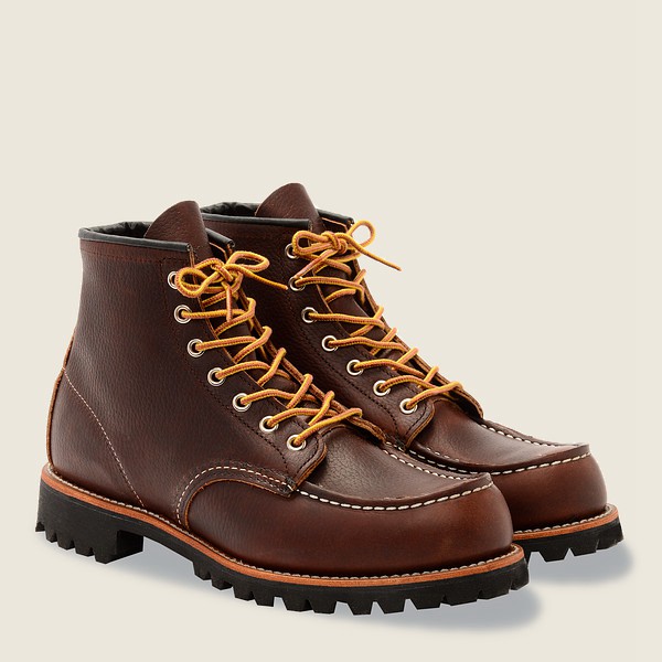 Red Wing Mens Heritage Boots - Roughneck - 6-inch Oil-slick Leather - Dark Brown - TKN876092